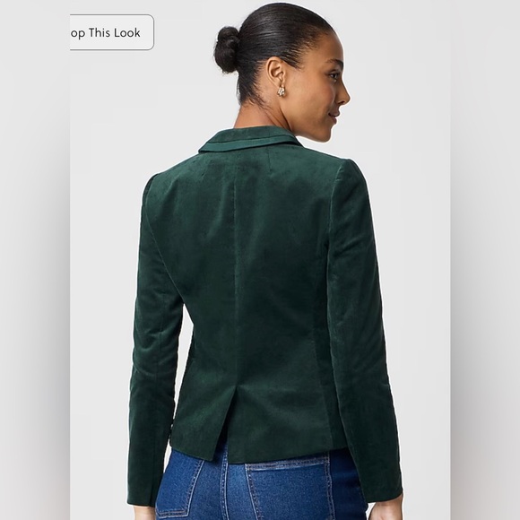 J. Crew Velvet Schoolboy Darkest Forest Green Women's Blazer - Picture 3 of 12
